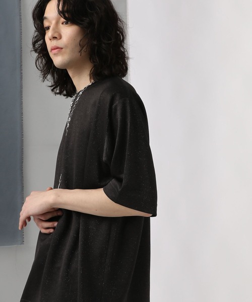 HARE（ハレ）の「ラメデザインポンチカット(HARE)（Tシャツ/カットソー・メンズ・グレー/ブラック・MEDIUM/SMALL）」の5枚目の写真