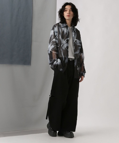 HARE（ハレ）の「ラメデザインポンチカット(HARE)（Tシャツ/カットソー・メンズ・グレー/ブラック・MEDIUM/SMALL）」の7枚目の写真