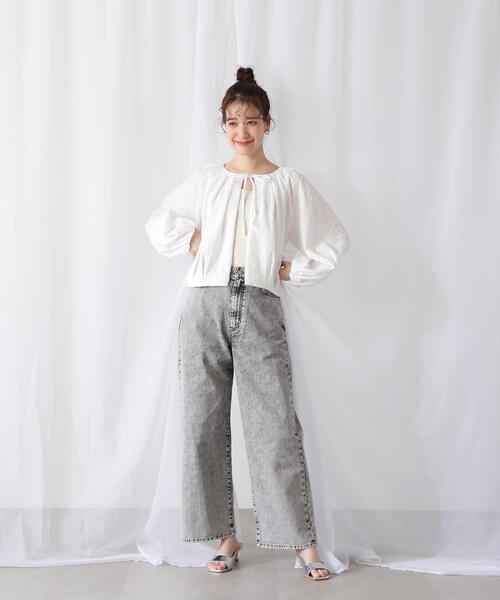 N.（N. Natural Beauty Basic）（エヌエヌナチュラルビューティーベーシック）の「◆フクレジャガード羽織ブラウス（シャツ/ブラウス・レディース・ブラック/ホワイト/ブルー・MEDIUM）」の10枚目の写真