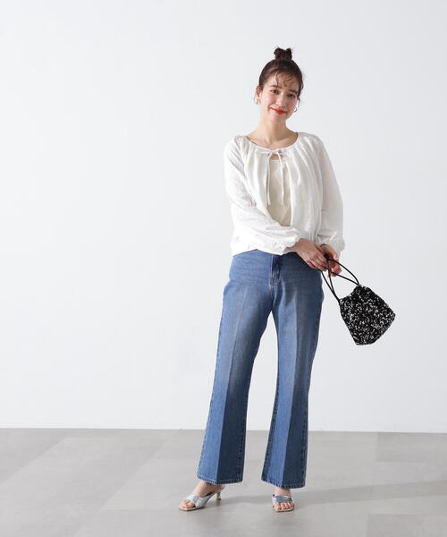 N.（N. Natural Beauty Basic）（エヌエヌナチュラルビューティーベーシック）の「◆フクレジャガード羽織ブラウス（シャツ/ブラウス・レディース・ブラック/ホワイト/ブルー・MEDIUM）」の13枚目の写真