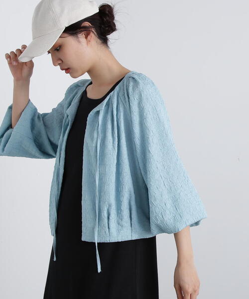 N.（N. Natural Beauty Basic）（エヌエヌナチュラルビューティーベーシック）の「◆フクレジャガード羽織ブラウス（シャツ/ブラウス・レディース・ブラック/ホワイト/ブルー・MEDIUM）」の3枚目の写真