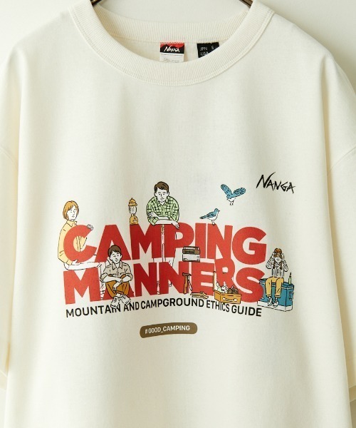 NANGA（ナンガ）の「【WEB限定】[NANGA/ナンガ] CAMPING MANNERS PEG&ROPE エコハイブリットプリントTシャツ（Tシャツ/カットソー・レディース・ブラック/ホワイト/キャメル・S/M/L/XL）」の5枚目の写真