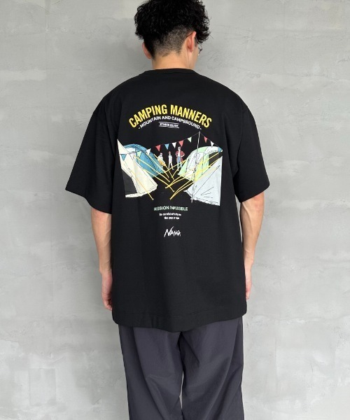 NANGA（ナンガ）の「【WEB限定】[NANGA/ナンガ] CAMPING MANNERS PEG&ROPE エコハイブリットプリントTシャツ（Tシャツ/カットソー・レディース・ブラック/ホワイト/キャメル・S/M/L/XL）」の9枚目の写真