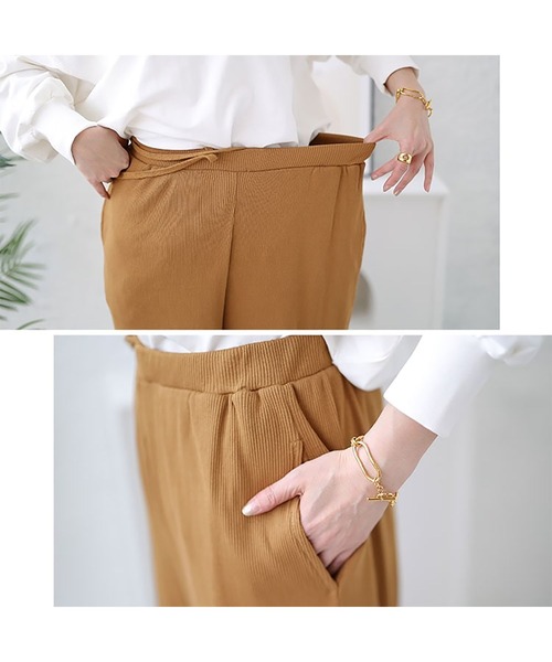GOLDJAPAN（ゴールドジャパン）の「リブカットワイドパンツ【大きいサイズ対応】（その他パンツ・レディース・ベージュ系/ブラック/キャメル・4L/3L/LL）」の8枚目の写真