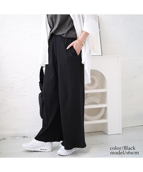 GOLDJAPAN（ゴールドジャパン）の「リブカットワイドパンツ【大きいサイズ対応】（その他パンツ・レディース・ベージュ系/ブラック/キャメル・4L/3L/LL）」の11枚目の写真