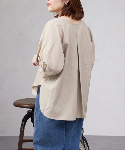 Chez toi（シェトワ）の「リネンタッチスキッパーブラウス（シャツ/ブラウス・レディース・ベージュ/ブラック/オリーブ/オフホワイト・FREE）」の3枚目の写真