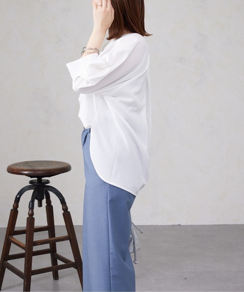 Chez toi（シェトワ）の「リネンタッチスキッパーブラウス（シャツ/ブラウス・レディース・ベージュ/ブラック/オリーブ/オフホワイト・FREE）」の10枚目の写真