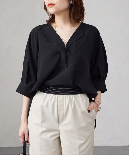 Chez toi（シェトワ）の「リネンタッチスキッパーブラウス（シャツ/ブラウス・レディース・ベージュ/ブラック/オリーブ/オフホワイト・FREE）」の16枚目の写真