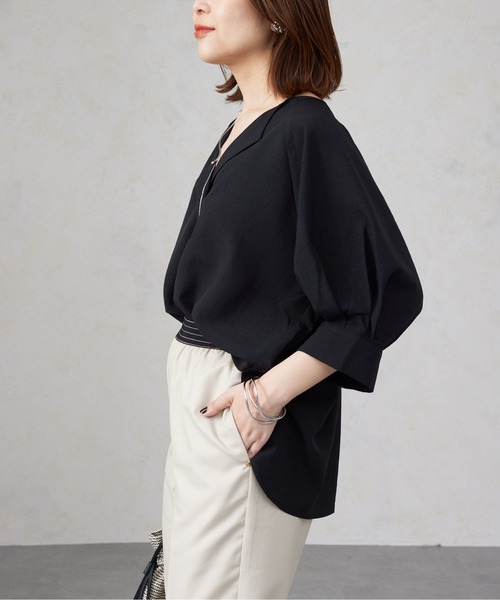 Chez toi（シェトワ）の「リネンタッチスキッパーブラウス（シャツ/ブラウス・レディース・ベージュ/ブラック/オリーブ/オフホワイト・FREE）」の17枚目の写真