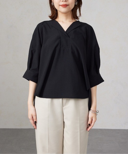 Chez toi（シェトワ）の「リネンタッチスキッパーブラウス（シャツ/ブラウス・レディース・ベージュ/ブラック/オリーブ/オフホワイト・FREE）」の21枚目の写真