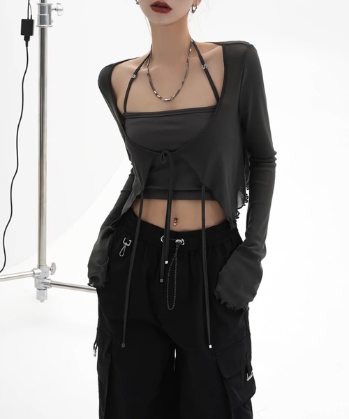 Sibra（シブラ）の「2点セット　キャミソール+カーディガン（カーディガン/ボレロ・レディース・ホワイト/ブラック/グレー・M）」の21枚目の写真