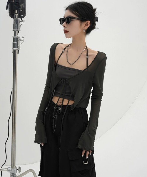 Sibra（シブラ）の「2点セット　キャミソール+カーディガン（カーディガン/ボレロ・レディース・ホワイト/ブラック/グレー・M）」の22枚目の写真