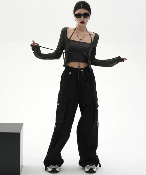 Sibra（シブラ）の「2点セット　キャミソール+カーディガン（カーディガン/ボレロ・レディース・ホワイト/ブラック/グレー・M）」の10枚目の写真