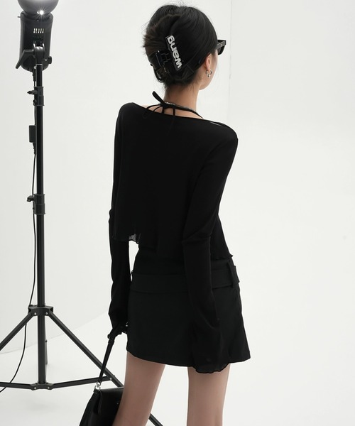 Sibra（シブラ）の「2点セット　キャミソール+カーディガン（カーディガン/ボレロ・レディース・ホワイト/ブラック/グレー・M）」の6枚目の写真