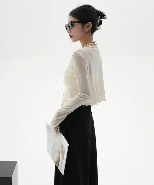 Sibra（シブラ）の「2点セット　キャミソール+カーディガン（カーディガン/ボレロ・レディース・ホワイト/ブラック/グレー・M）」の20枚目の写真