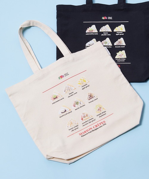 FRUIT OF THE LOOM(フルーツオブザルーム)の「【MARION CREPES × FRUIT OF THE LOOM】マリオンクレープ × フルーツオブザルーム TOTE BAG C(トートバッグ・レディース・オフホワイト/ブラック・FREE)」の2枚目の写真
