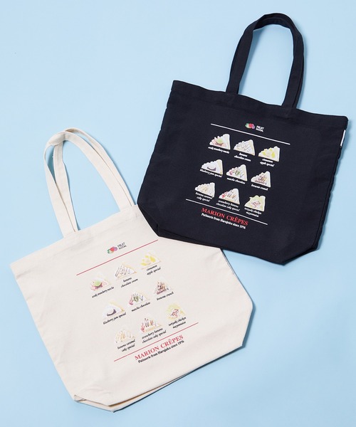 FRUIT OF THE LOOM(フルーツオブザルーム)の「【MARION CREPES × FRUIT OF THE LOOM】マリオンクレープ × フルーツオブザルーム TOTE BAG C(トートバッグ・レディース・オフホワイト/ブラック・FREE)」の3枚目の写真