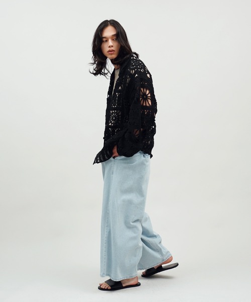 Aphlotus(アプロタス)の「クロシェ編み L/S メッシュニット シアー カーディガン(カーディガン/ボレロ・メンズ・アイボリー/ブラック・LARGE/MEDIUM)」の8枚目の写真
