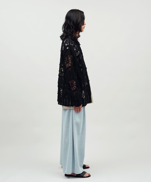 Aphlotus(アプロタス)の「クロシェ編み L/S メッシュニット シアー カーディガン(カーディガン/ボレロ・メンズ・アイボリー/ブラック・LARGE/MEDIUM)」の12枚目の写真