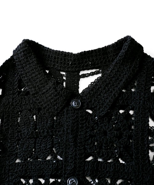ホット商品 クロシェ編み L/S メッシュニット シアー カーディガン ジャケット・アウター