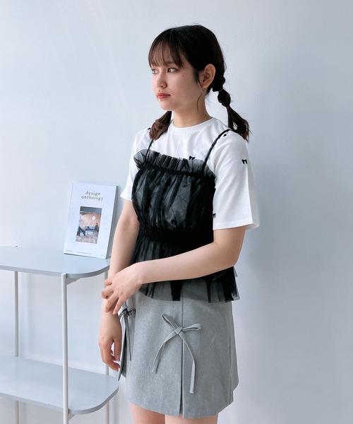 AS KNOW AS plus(アズノゥアズプラス)の「◎バックリボンチュールビスチェキャミソール(キャミソール・レディース・ブラック/グレー系/シルバー系/チャコール/グレー系1・FREE)」の20枚目の写真