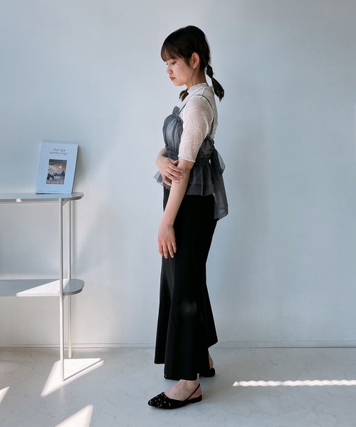 AS KNOW AS plus(アズノゥアズプラス)の「◎バックリボンチュールビスチェキャミソール(キャミソール・レディース・ブラック/グレー系/シルバー系/チャコール/グレー系1・FREE)」の7枚目の写真