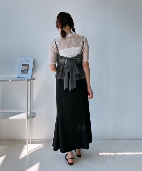 AS KNOW AS plus(アズノゥアズプラス)の「◎バックリボンチュールビスチェキャミソール(キャミソール・レディース・ブラック/グレー系/シルバー系/チャコール/グレー系1・FREE)」の8枚目の写真