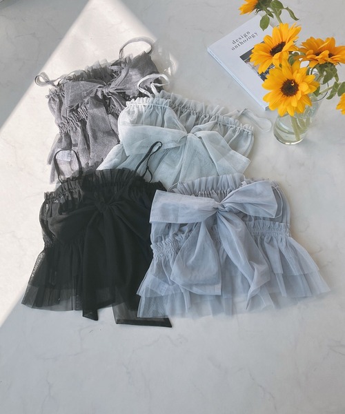 AS KNOW AS plus(アズノゥアズプラス)の「◎バックリボンチュールビスチェキャミソール(キャミソール・レディース・ブラック/グレー系/シルバー系/チャコール/グレー系1・FREE)」の10枚目の写真