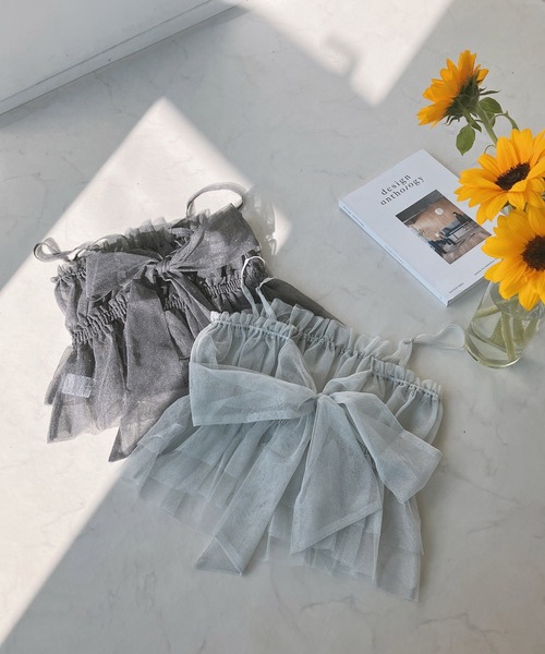 AS KNOW AS plus(アズノゥアズプラス)の「◎バックリボンチュールビスチェキャミソール(キャミソール・レディース・ブラック/グレー系/シルバー系/チャコール/グレー系1・FREE)」の11枚目の写真