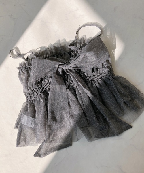 AS KNOW AS plus(アズノゥアズプラス)の「◎バックリボンチュールビスチェキャミソール(キャミソール・レディース・ブラック/グレー系/シルバー系/チャコール/グレー系1・FREE)」の12枚目の写真