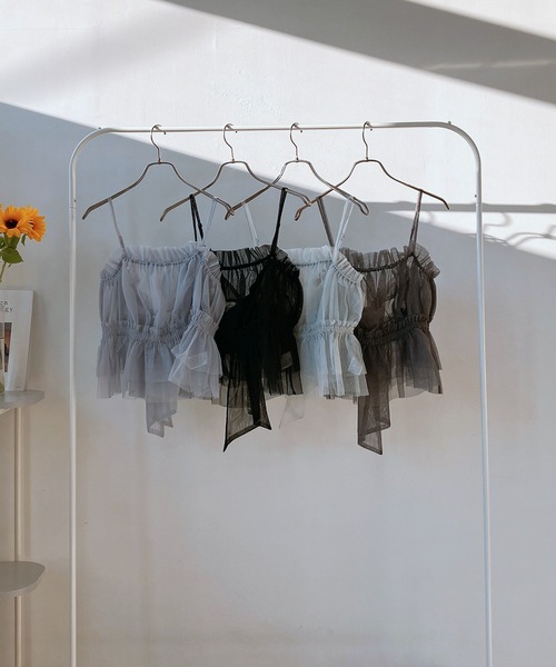 AS KNOW AS plus(アズノゥアズプラス)の「◎バックリボンチュールビスチェキャミソール(キャミソール・レディース・ブラック/グレー系/シルバー系/チャコール/グレー系1・FREE)」の17枚目の写真