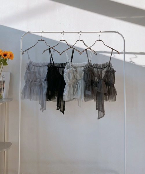 AS KNOW AS plus(アズノゥアズプラス)の「◎バックリボンチュールビスチェキャミソール(キャミソール・レディース・ブラック/グレー系/シルバー系/チャコール/グレー系1・FREE)」の19枚目の写真