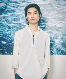 ABAHOUSE GRAY | 【リネンタッチ】7分袖 カプリシャツ / スキッパーシャツ(シャツ/ブラウス)