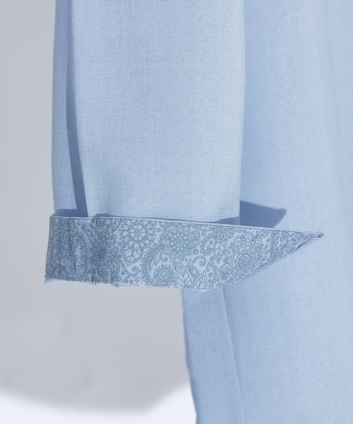 ABAHOUSE GRAY（アバハウスグレイ）の「【リネンタッチ】7分袖 カプリシャツ / スキッパーシャツ（シャツ/ブラウス・メンズ・モカ/セージグリーン/ホワイト/ブラック/サックスブルー・46/50/48）」の8枚目の写真