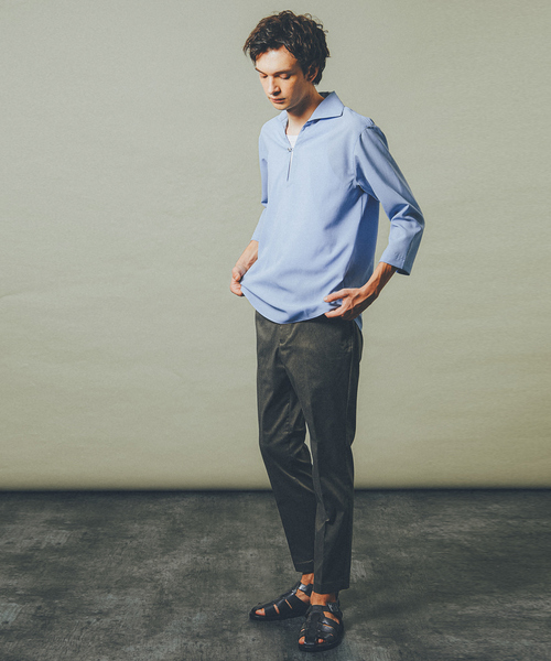 ABAHOUSE GRAY（アバハウスグレイ）の「【リネンタッチ】7分袖 カプリシャツ / スキッパーシャツ（シャツ/ブラウス・メンズ・モカ/セージグリーン/ホワイト/ブラック/サックスブルー・46/50/48）」の10枚目の写真