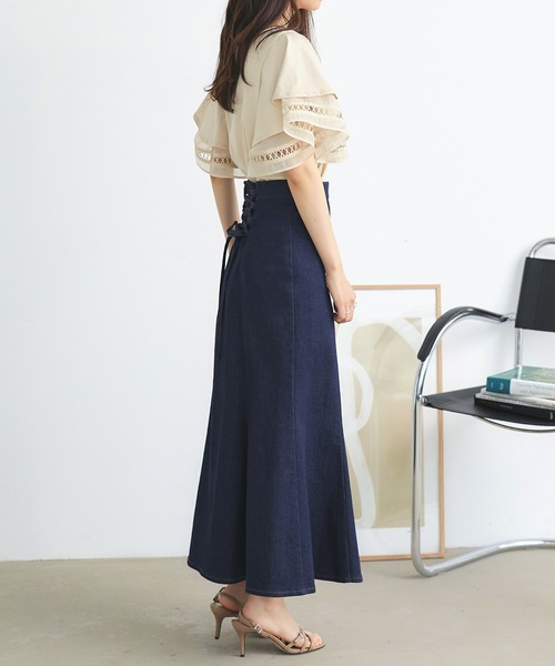 lilLilly バックデニムリボンスカート lilLilly（リルリリー）の「バックリボンデニムワンピース