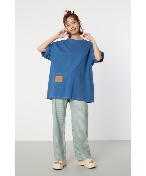 RODEO CROWNS WIDE BOWL(ロデオクラウンズワイドボウル)の「RCSカラーステッチビッグTシャツ(Tシャツ/カットソー・レディース・ネイビー/オフホワイト/ブラック・FREE)」の16枚目の写真