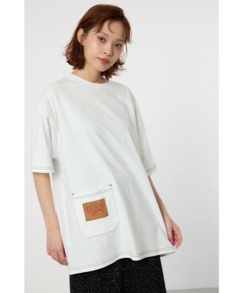 RODEO CROWNS WIDE BOWL(ロデオクラウンズワイドボウル)の「RCSカラーステッチビッグTシャツ(Tシャツ/カットソー・レディース・ネイビー/オフホワイト/ブラック・FREE)」の13枚目の写真