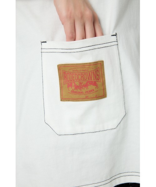 RODEO CROWNS WIDE BOWL(ロデオクラウンズワイドボウル)の「RCSカラーステッチビッグTシャツ(Tシャツ/カットソー・レディース・ネイビー/オフホワイト/ブラック・FREE)」の5枚目の写真