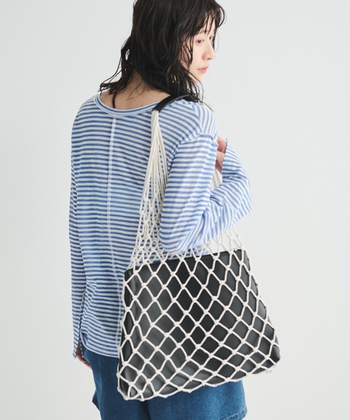 MERLOT（メルロー）の「ネットトライアングルバッグ（トートバッグ・レディース・グリーン/ブラック・FREE）」の2枚目の写真