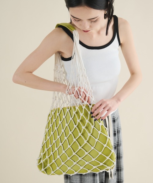 MERLOT（メルロー）の「ネットトライアングルバッグ（トートバッグ・レディース・グリーン/ブラック・FREE）」の5枚目の写真