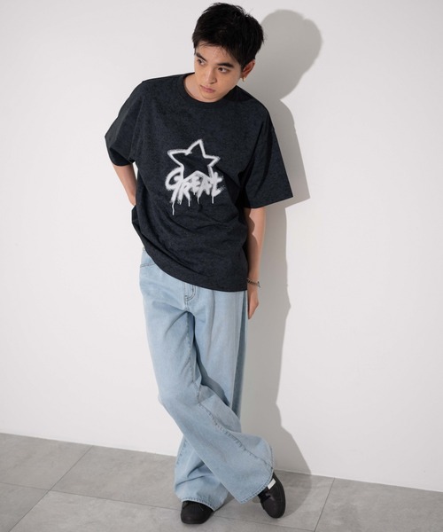 WEGO（ウィゴー）の「WEGO/スノーダイグラフィックT（Tシャツ/カットソー・メンズ・オレンジ/ブラック/ベージュ/ブラック系その他/ダークグレー・MEDIUM/LARGE）」の6枚目の写真