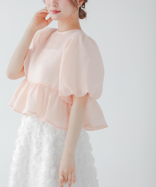 Fit more(フィットモア)の「2WAYリボンシアージャガードショートトップス(その他トップス・レディース・イエロー/ブルー/ピンク・FREE)」の13枚目の写真