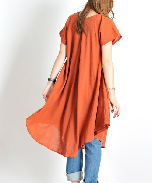 美品　マルニ　半袖　コットン　ワンピース 半袖チュニック コットンワンピース（チュニック）｜MARAI