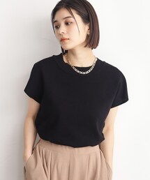 ◆【UVケア/さらりと柔らかい/洗える】フレンチスリーブニットTEE