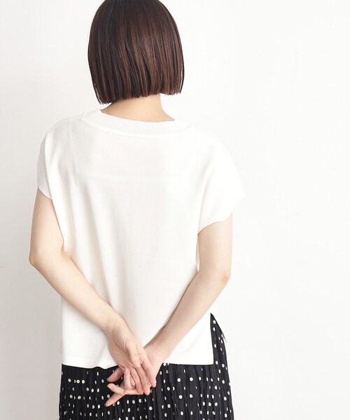 THE SHOP TK (ザ ショップ ティーケー )の「◆【UVケア/さらりと柔らかい/洗える】フレンチスリーブニットTEE(ニット/セーター・レディース・オフホワイト/ブラック/スモーキーグリーン系/ブラウン系その他・12/13)」の15枚目の写真