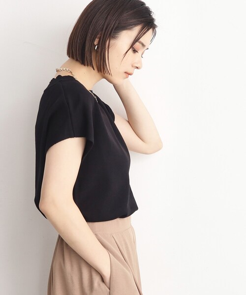THE SHOP TK (ザ ショップ ティーケー )の「◆【UVケア/さらりと柔らかい/洗える】フレンチスリーブニットTEE(ニット/セーター・レディース・オフホワイト/ブラック/スモーキーグリーン系/ブラウン系その他・12/13)」の12枚目の写真