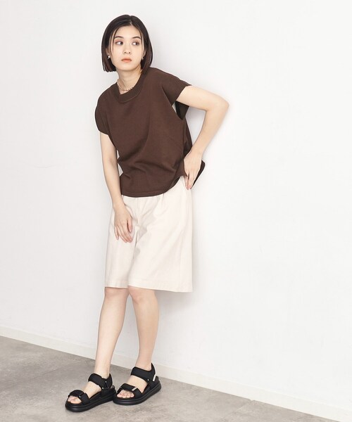 THE SHOP TK (ザ ショップ ティーケー )の「◆【UVケア/さらりと柔らかい/洗える】フレンチスリーブニットTEE(ニット/セーター・レディース・オフホワイト/ブラック/スモーキーグリーン系/ブラウン系その他・12/13)」の8枚目の写真