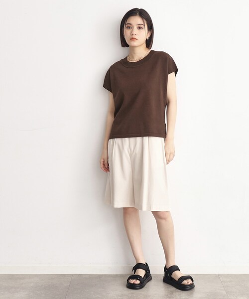 THE SHOP TK (ザ ショップ ティーケー )の「◆【UVケア/さらりと柔らかい/洗える】フレンチスリーブニットTEE(ニット/セーター・レディース・オフホワイト/ブラック/スモーキーグリーン系/ブラウン系その他・12/13)」の7枚目の写真