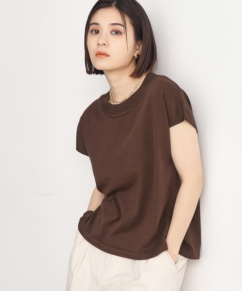 THE SHOP TK (ザ ショップ ティーケー )の「◆【UVケア/さらりと柔らかい/洗える】フレンチスリーブニットTEE(ニット/セーター・レディース・オフホワイト/ブラック/スモーキーグリーン系/ブラウン系その他・12/13)」の3枚目の写真